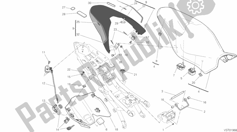 All parts for the Seat of the Ducati Monster 821 Stealth Thailand 2019